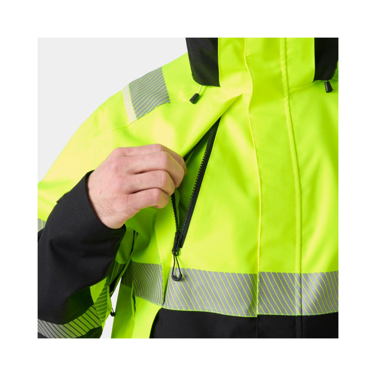 Helly Hansen ICU 2.0 skalljakke – HiVis gul/sort, detalj