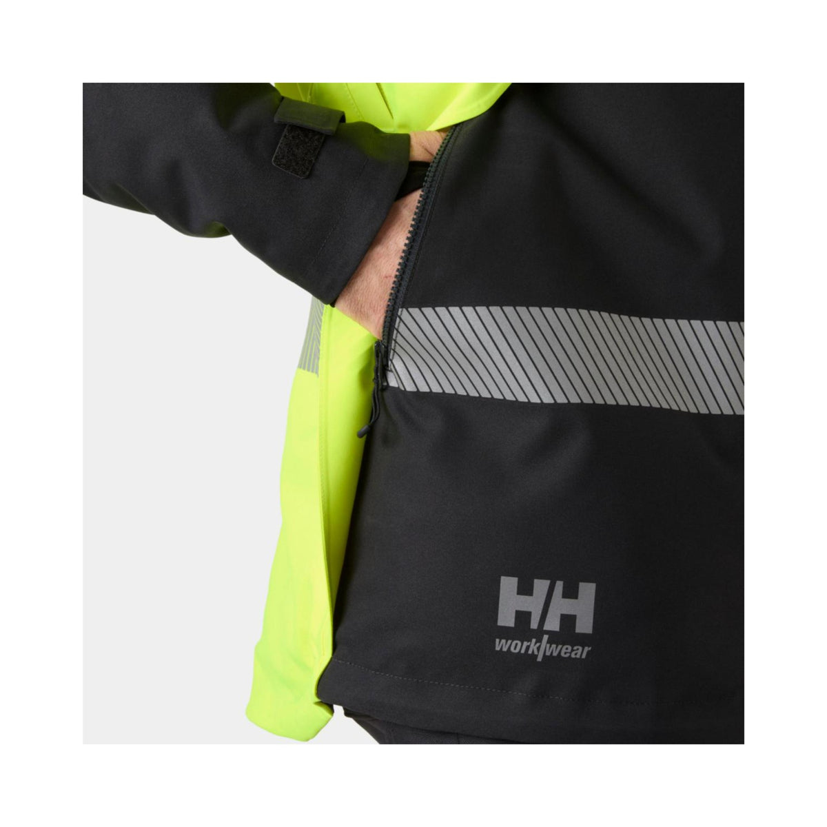 Helly Hansen ICU 2.0 vinterjakke – HiVis gul/sort, detalj