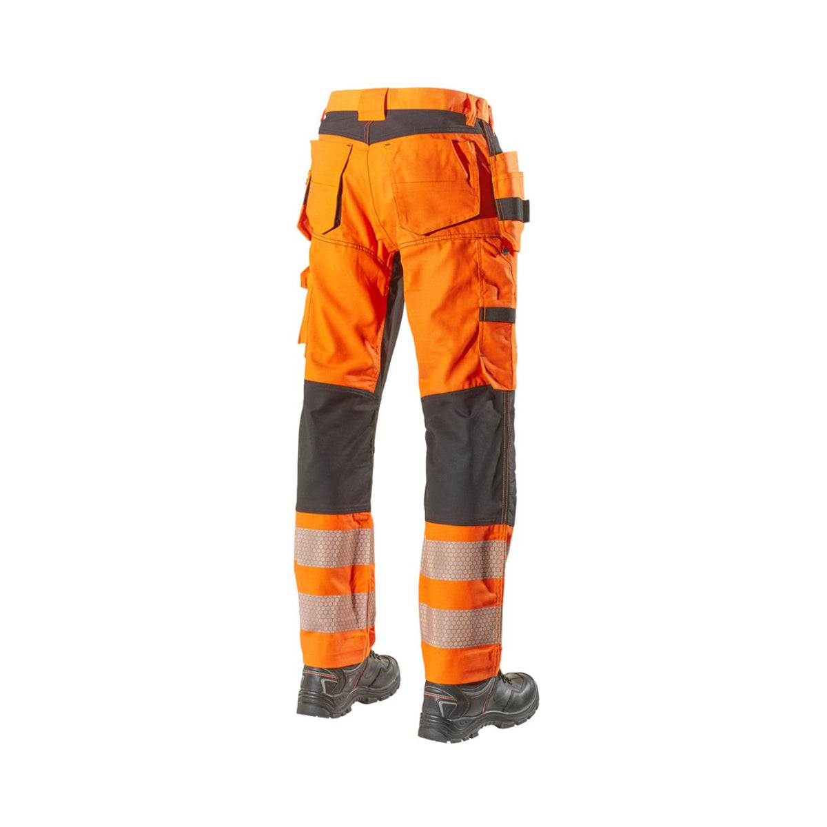 L.Brador Håndverksbukse 1075PB Heavy HiVis – oransje/sort, bakside