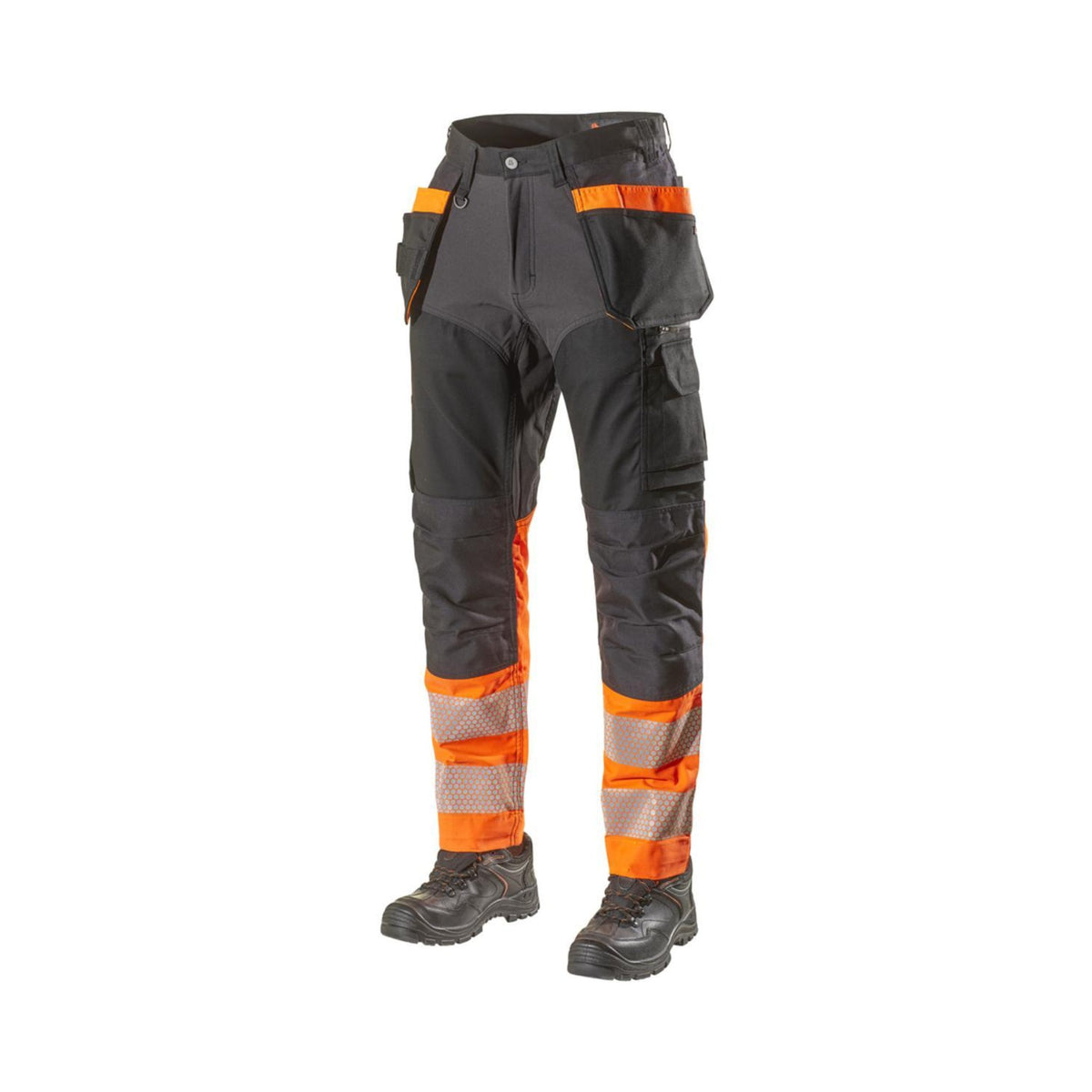 L.Brador Håndverksbukse 1074PB Heavy – sort/oransje, framside