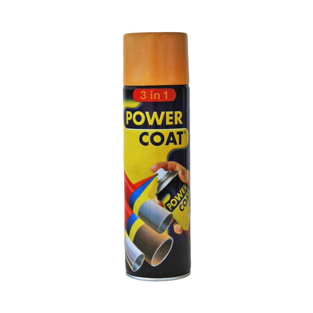 Power Coat 3 in 1 rustbeskyttende maling spray – cat gul, framside