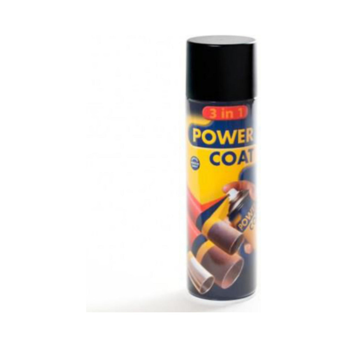 Power Coat 3 in 1 rustbeskyttende maling spray – dyp svart glans (RAL 9005), framside