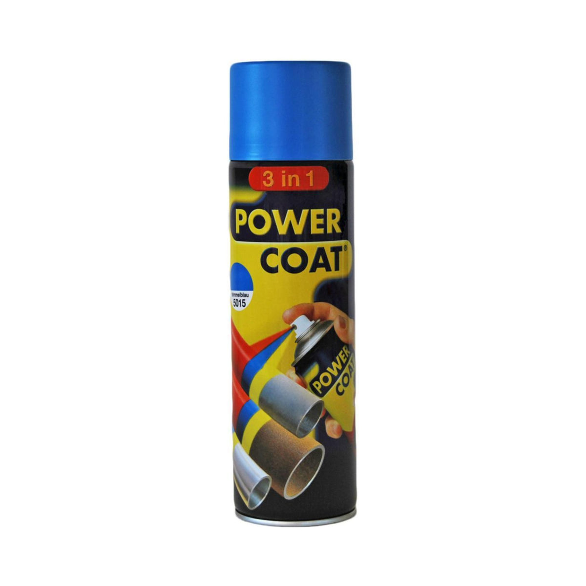Power Coat 3 in 1 rustbeskyttende maling spray – himmelblå (RAL 5015), framside