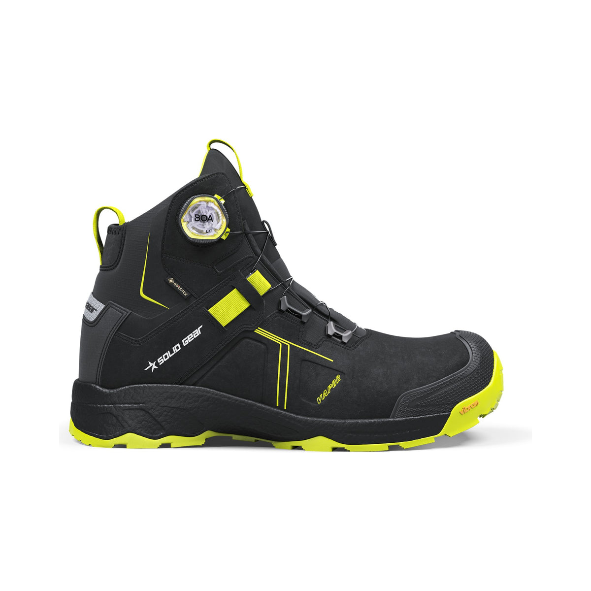 Solid Gear Vapor 3 GTX Mid vernestøvel S7S – sort/lysegrønn, framside