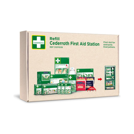 Cederroth førstehjelpsstasjon refill, bakside