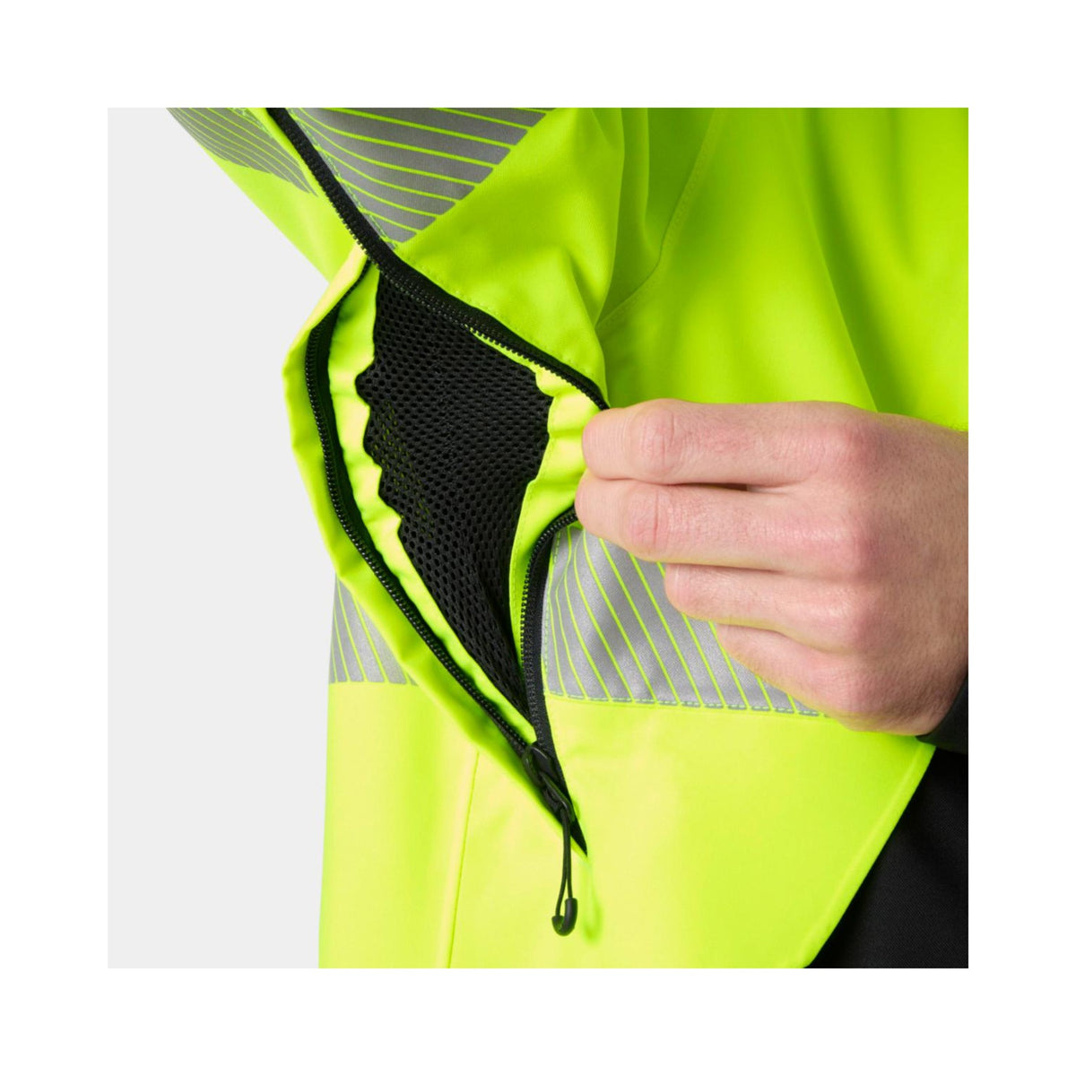 Helly Hansen ICU 2.0 skalljakke – HiVis gul/sort, detalj