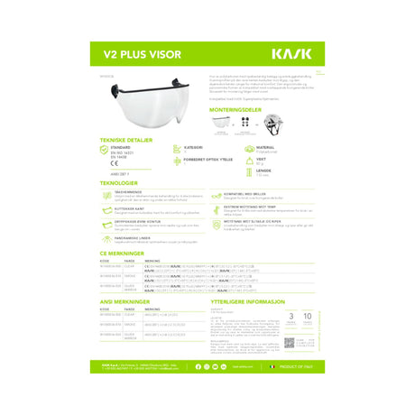 Kask V2 Plus visir for Superplasma – grå, bakside