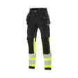L.Brador Håndverksbukse 1021P HiVis kl. 1 – sort/gul, framside