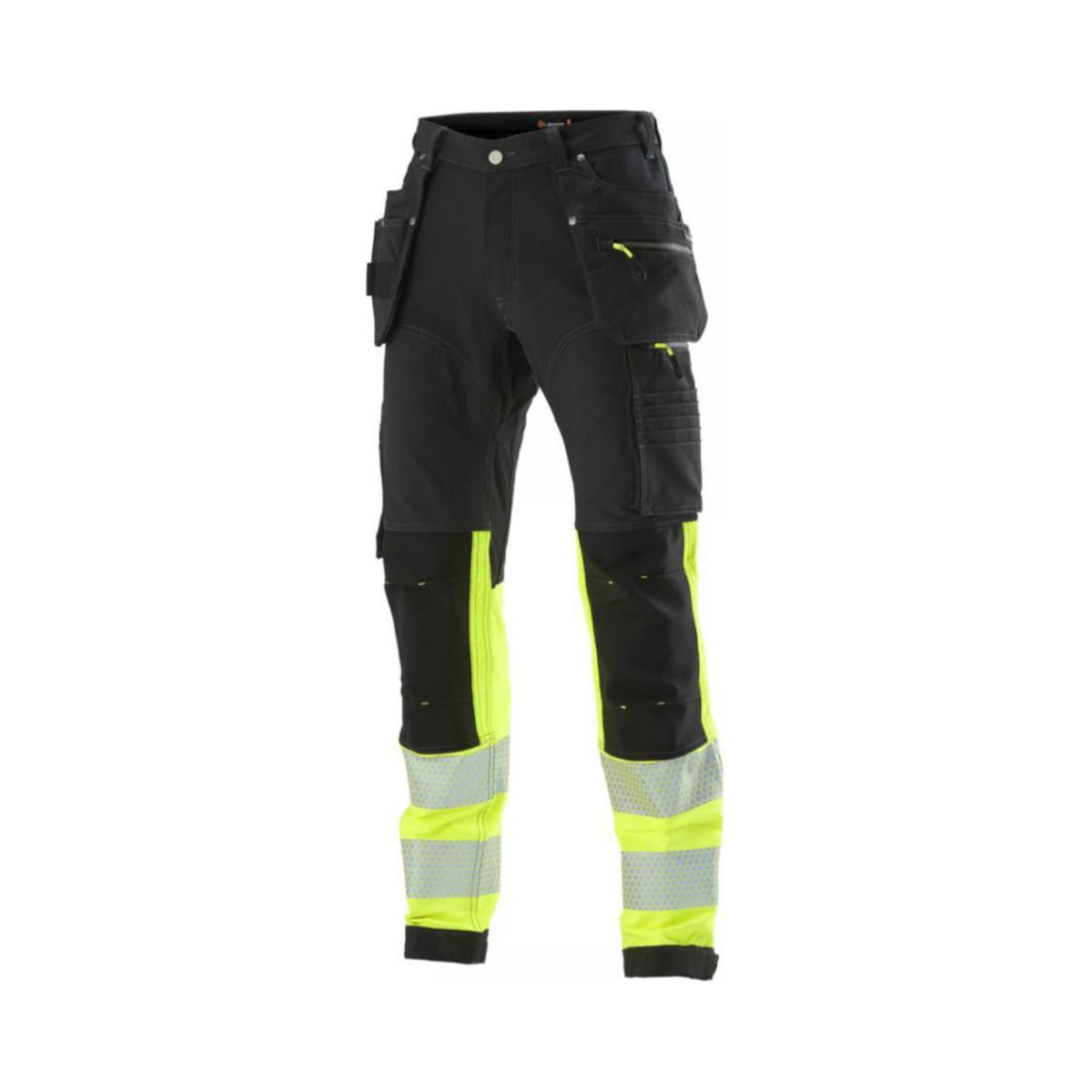 L.Brador Håndverksbukse 1021P HiVis kl. 1 – sort/gul, framside