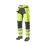 L.Brador Håndverksbukse 1075PB Heavy HiVis – gul/sort, framside