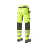 L.Brador Håndverksbukse 1075PB Heavy HiVis – gul/sort, bakside