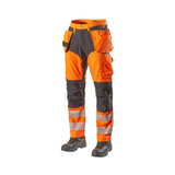 L.Brador Håndverksbukse 1075PB Heavy HiVis – oransje/sort, framside