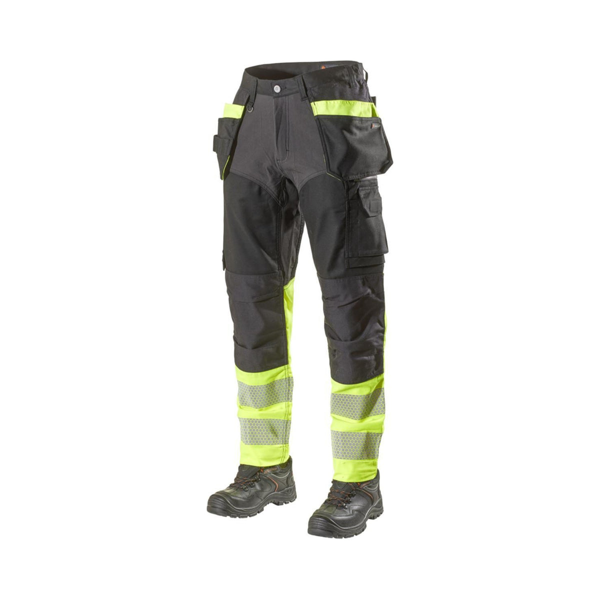 L.Brador Håndverksbukse 1074PB Heavy – sort/gul, framside