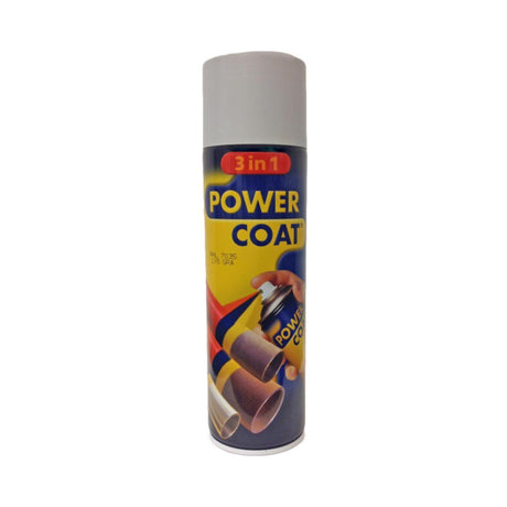 Power Coat 3 in 1 rustbeskyttende maling spray – lysegrå (RAL 7035), framside