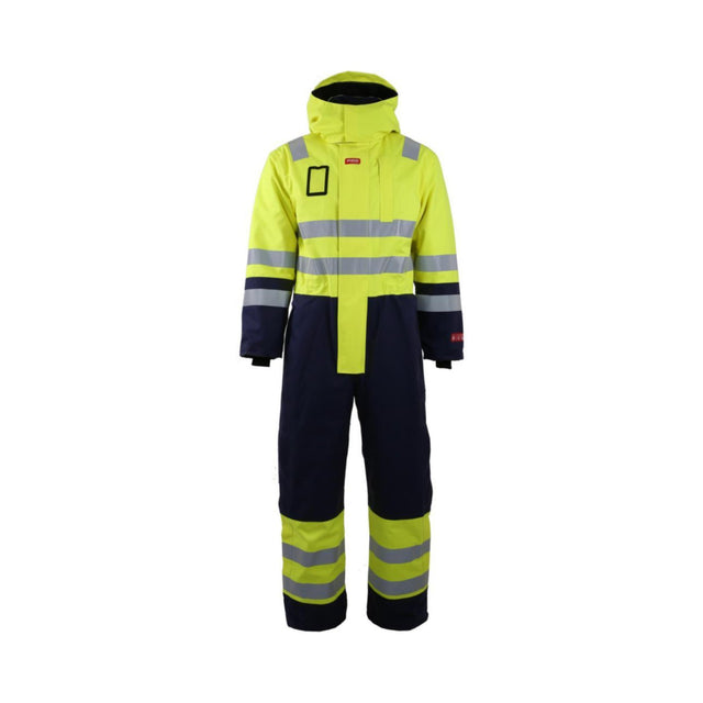 Strakofa Aksla Multinorm vinterkjeledress – gul/marineblå, framside