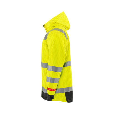 Strakofa Tor multinorm skalljakke kl. 3 – hivis gul/sort, detalj