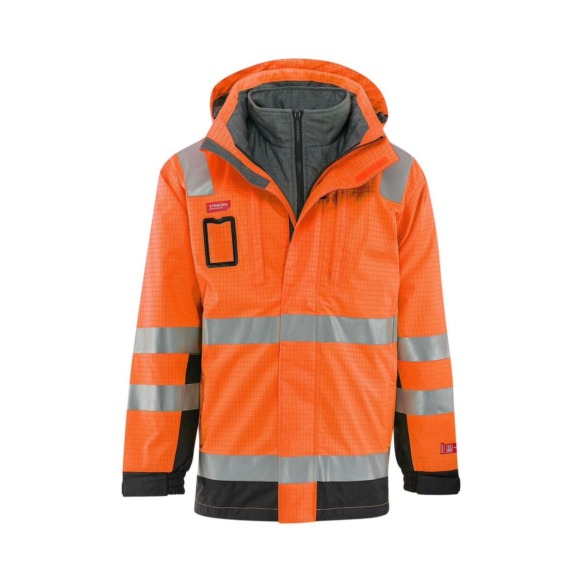 Strakofa Tor multinorm skalljakke kl. 3 – hivis oransje/sort, detalj