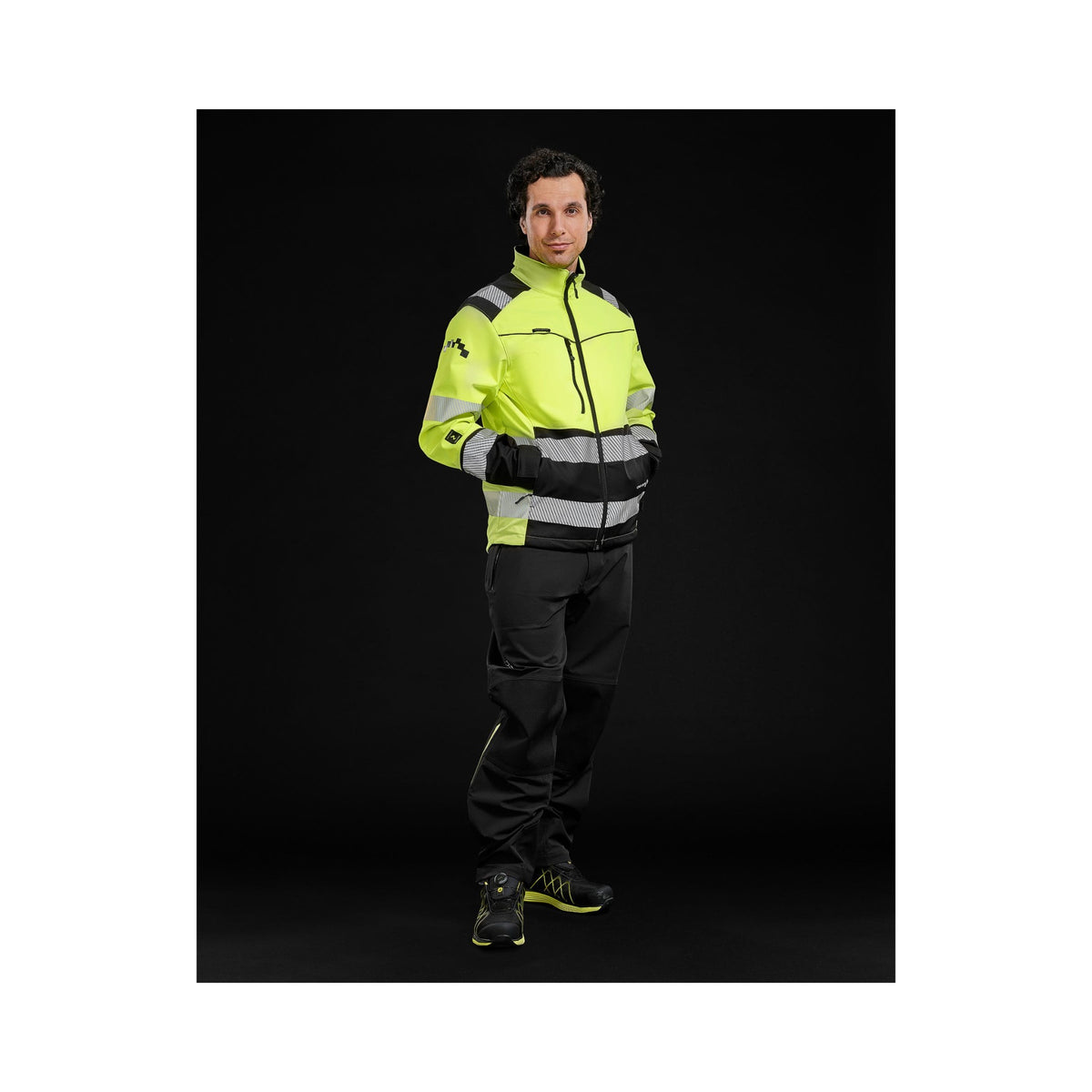 Univern Protec 98124 varsel softshelljakke, kl. 2/3 – Gul/sort