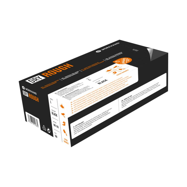 Workhand Dry Rough engangshanske i nitril – sort, framside